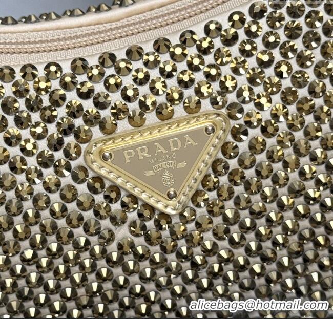 Best Price Prada Re-Edition Satin Mini-bag with Crystals 1NE515 Gold 2025