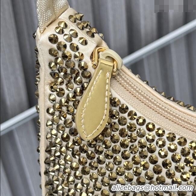 Best Price Prada Re-Edition Satin Mini-bag with Crystals 1NE515 Gold 2025