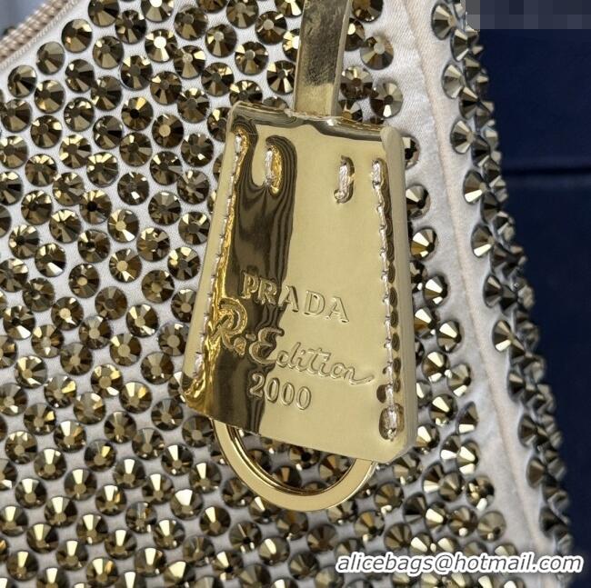Best Price Prada Re-Edition Satin Mini-bag with Crystals 1NE515 Gold 2025