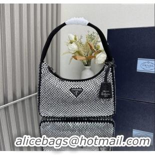 Buy Cheap Prada Re-Edition Satin Mini-bag with Crystals 1NE515 Black 2025