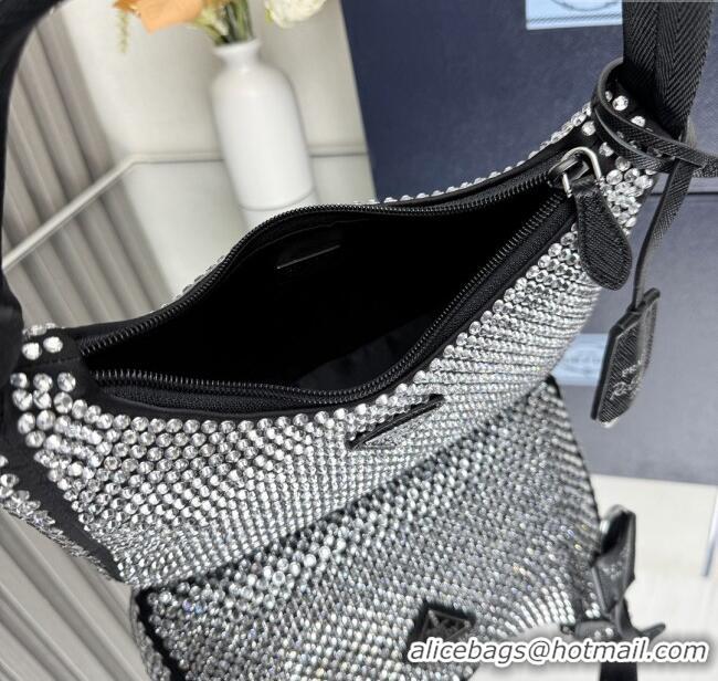 Buy Cheap Prada Re-Edition Satin Mini-bag with Crystals 1NE515 Black 2025