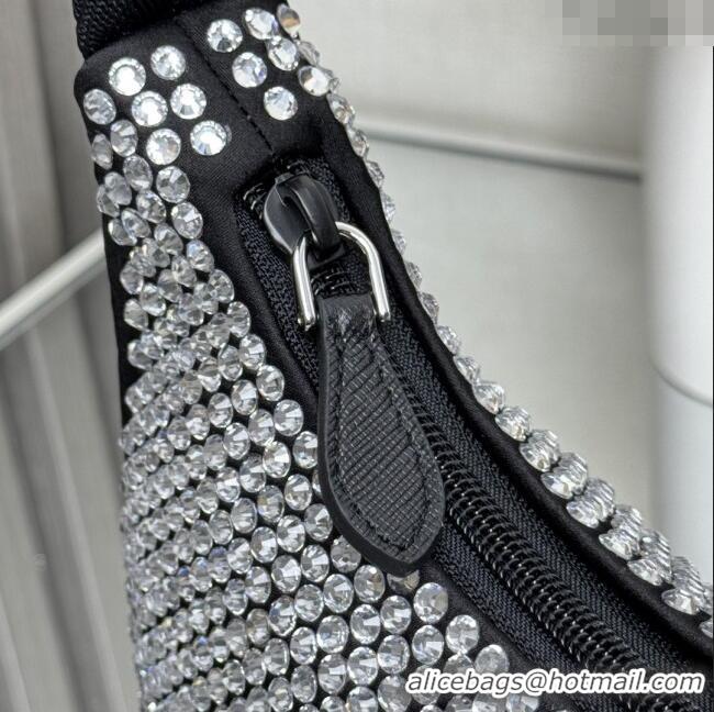 Buy Cheap Prada Re-Edition Satin Mini-bag with Crystals 1NE515 Black 2025