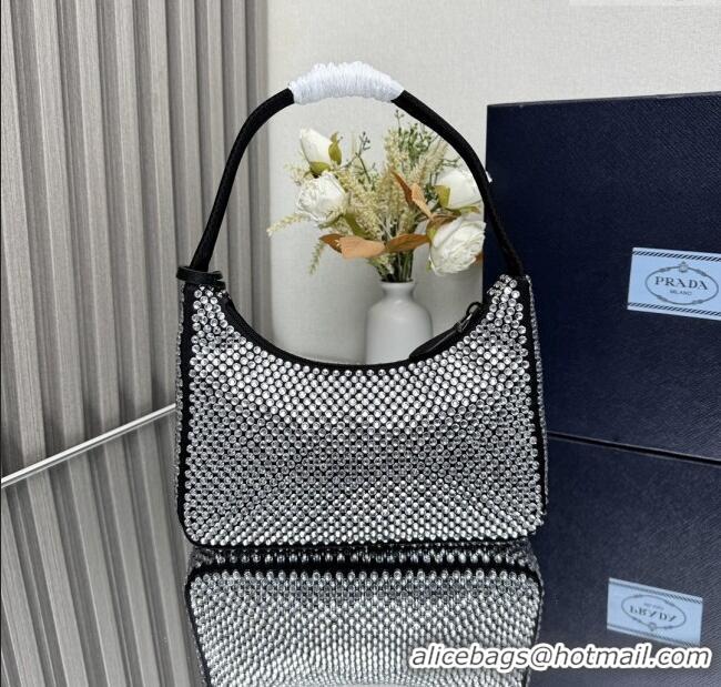 Buy Cheap Prada Re-Edition Satin Mini-bag with Crystals 1NE515 Black 2025