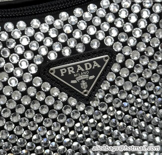 Buy Cheap Prada Re-Edition Satin Mini-bag with Crystals 1NE515 Black 2025