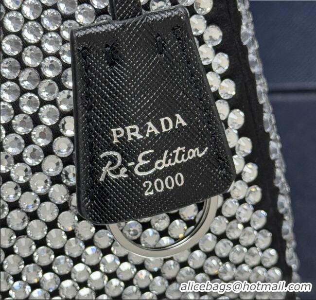 Buy Cheap Prada Re-Edition Satin Mini-bag with Crystals 1NE515 Black 2025