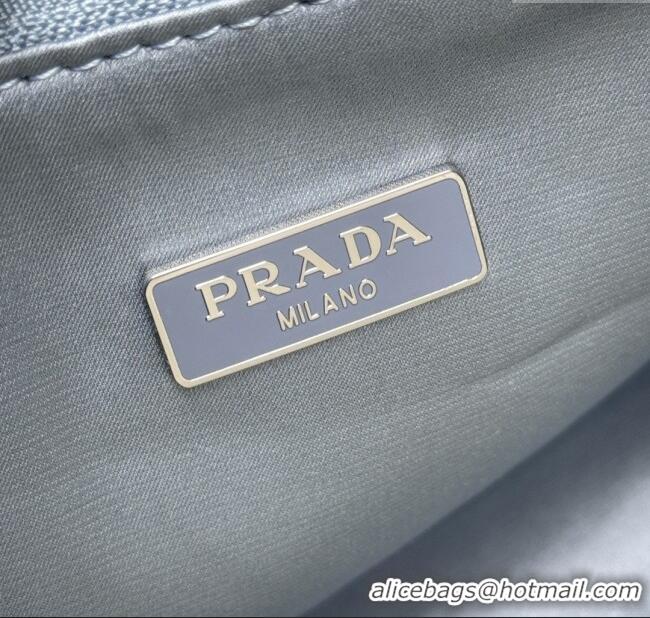 Luxury Cheap Prada Re-Edition Satin Mini-bag with Crystals 1NE515 Blue 2025