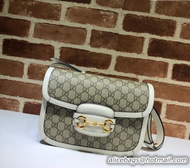 Cheapest Gucci Horsebit 1955 GG Canvas Shoulder Bag 602204 White 2024