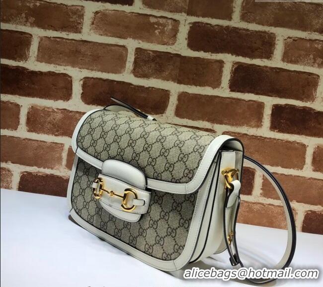 Cheapest Gucci Horsebit 1955 GG Canvas Shoulder Bag 602204 White 2024