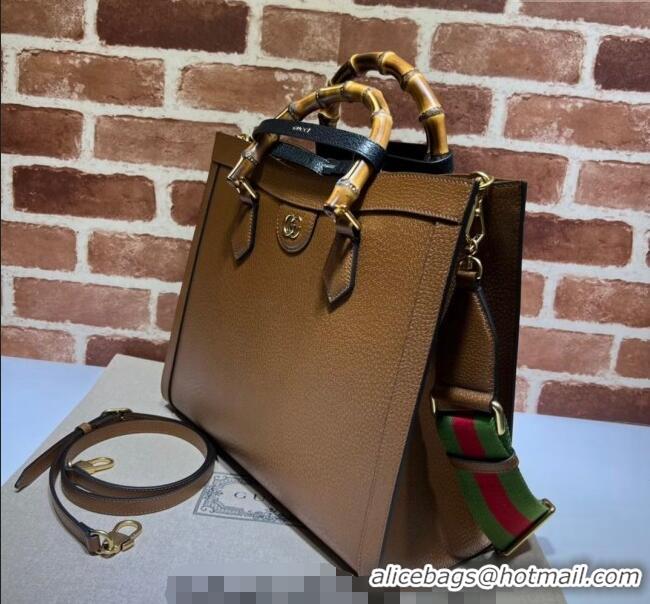 Top Quality Gucci Diana Medium Tote Bag in Leather 678842 Brown 2024