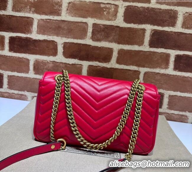 Trendy Design Gucci GG Marmont Matelasse Leather Small Shoulder Bag 443497 New Red 2024