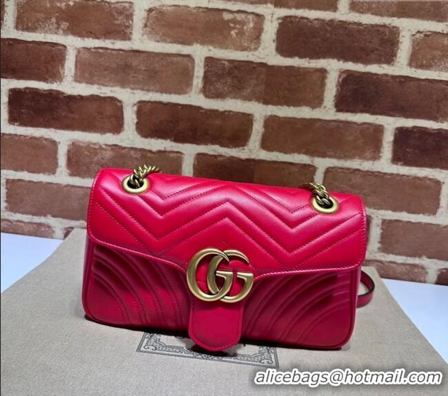 Trendy Design Gucci GG Marmont Matelasse Leather Small Shoulder Bag 443497 New Red 2024