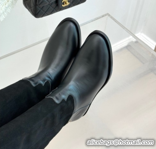 Unique Style Chanel Suede and Black Calfskin High Boots Black 2025 CH071515