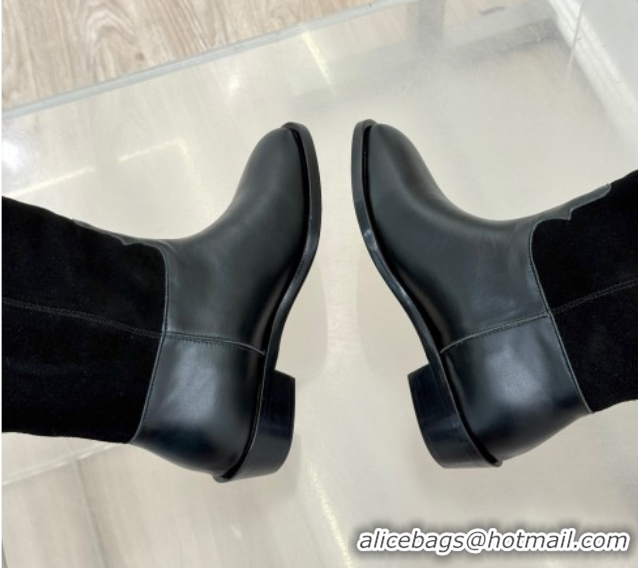 Unique Style Chanel Suede and Black Calfskin High Boots Black 2025 CH071515
