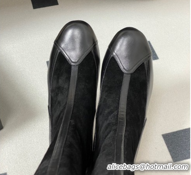 Best Grade Chanel Suede & Lambskin Heel High Boots 5cm Black 2025 G46591