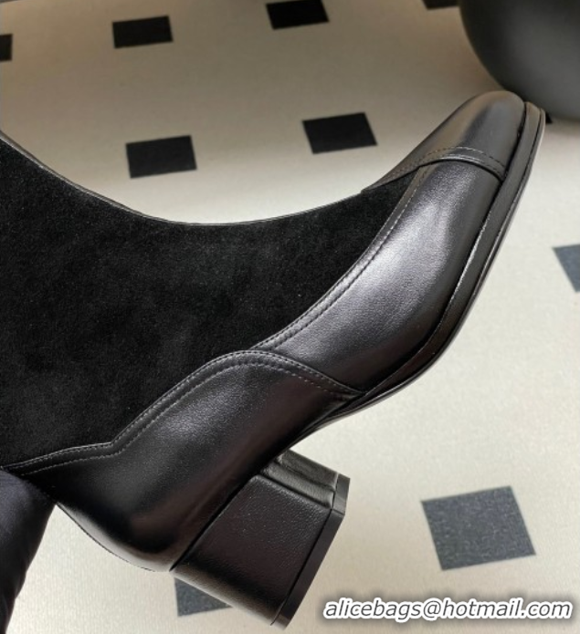 Best Grade Chanel Suede & Lambskin Heel High Boots 5cm Black 2025 G46591