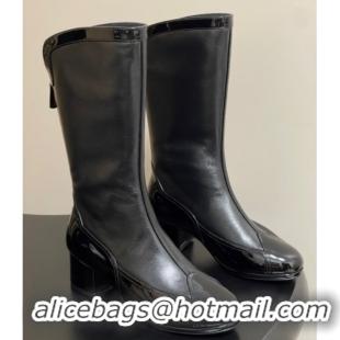Grade Quality Chanel Patent Calfskin & Lambskin Heel High Boots 5cm Black 2025 G46591