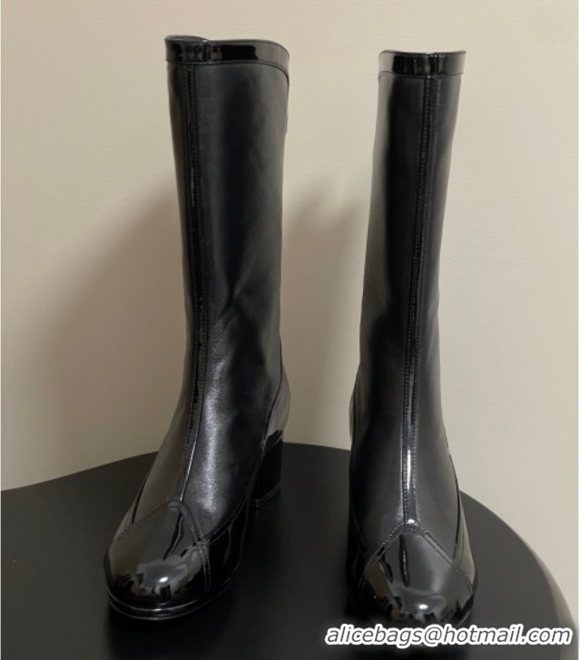 Grade Quality Chanel Patent Calfskin & Lambskin Heel High Boots 5cm Black 2025 G46591