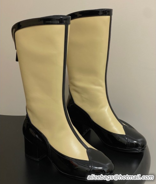 Buy Discount Chanel Patent Calfskin & Lambskin Heel High Boots 5cm Yellow 2025 G46591