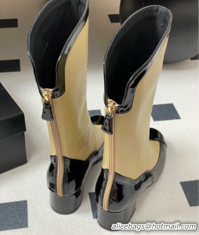 Buy Discount Chanel Patent Calfskin & Lambskin Heel High Boots 5cm Yellow 2025 G46591