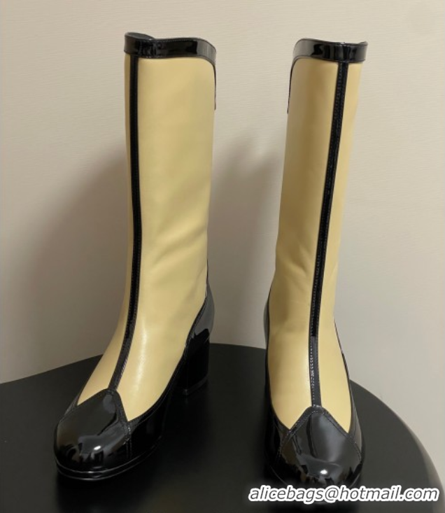 Buy Discount Chanel Patent Calfskin & Lambskin Heel High Boots 5cm Yellow 2025 G46591