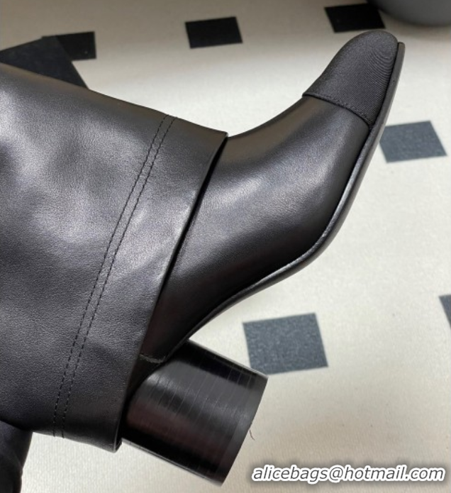 Big Discount Chanel Calfskin & Grosgrain Heel Ankle Boots 6cm with Foldover Bootleg Black 2025 CH071516