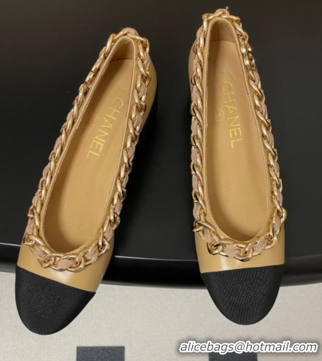 Big Discount Chanel Lambskin & Grosgrain Pumps 5cm with Chain Yellow 2025 CH071518