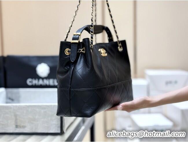 Buy Discount Chanel Small Tote Bag in Original Calfskin AS5634 Black 2025 Top Quality