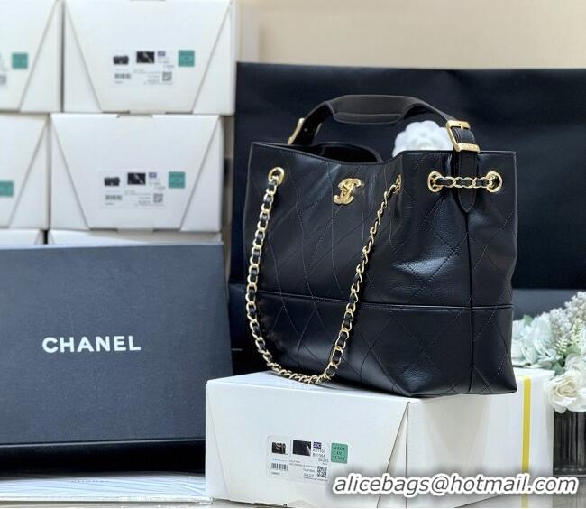 Buy Discount Chanel Small Tote Bag in Original Calfskin AS5634 Black 2025 Top Quality