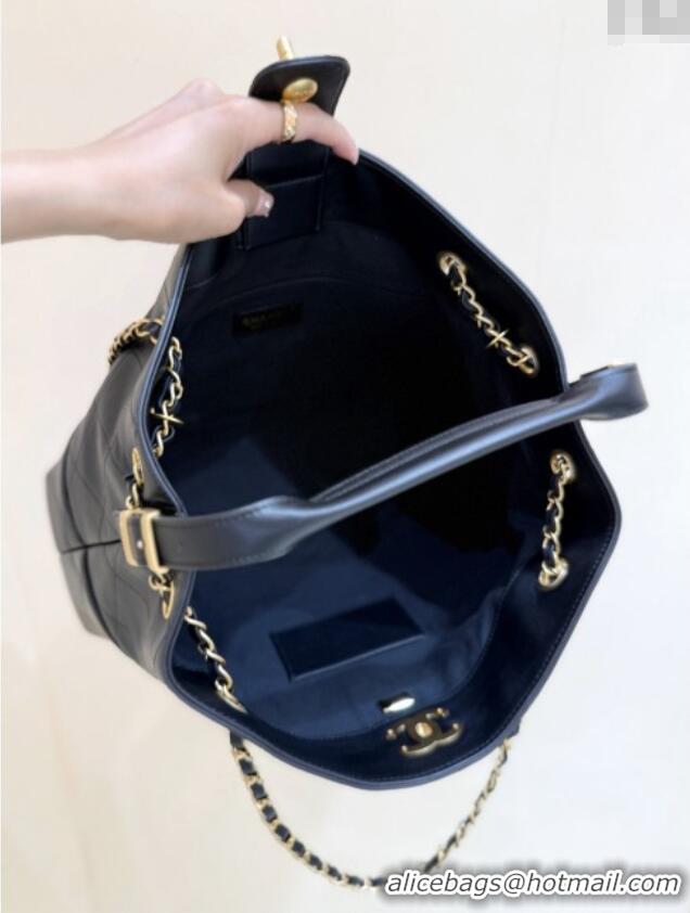 Buy Discount Chanel Small Tote Bag in Original Calfskin AS5634 Black 2025 Top Quality