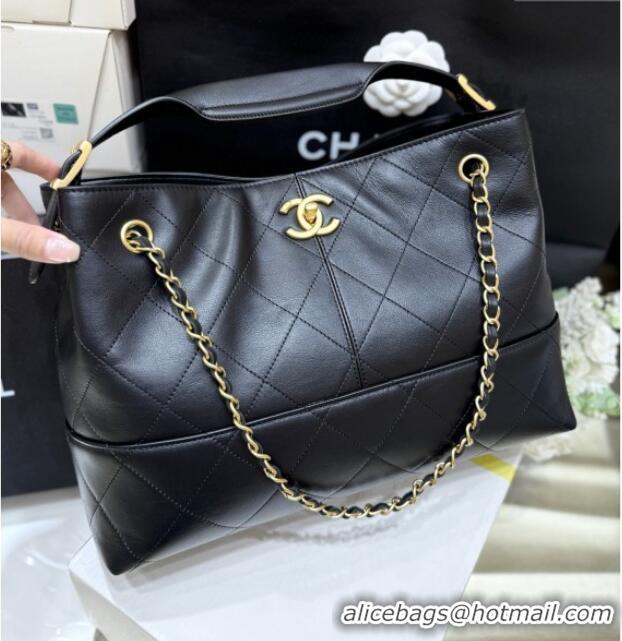 Buy Discount Chanel Small Tote Bag in Original Calfskin AS5634 Black 2025 Top Quality