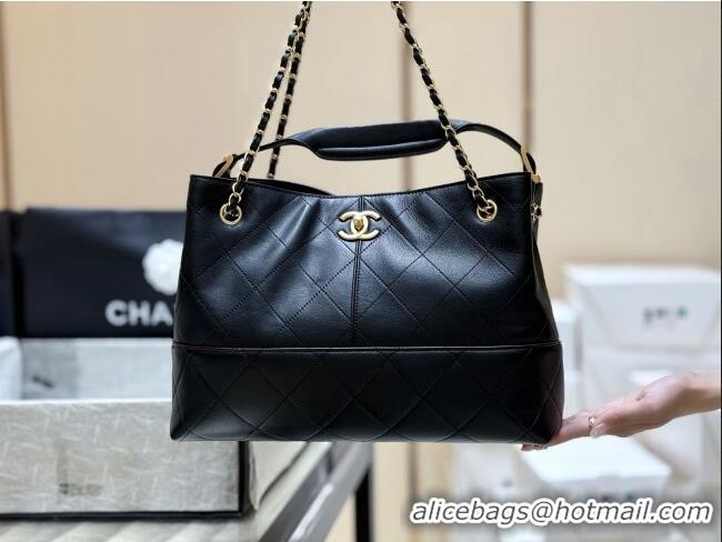 Buy Discount Chanel Small Tote Bag in Original Calfskin AS5634 Black 2025 Top Quality