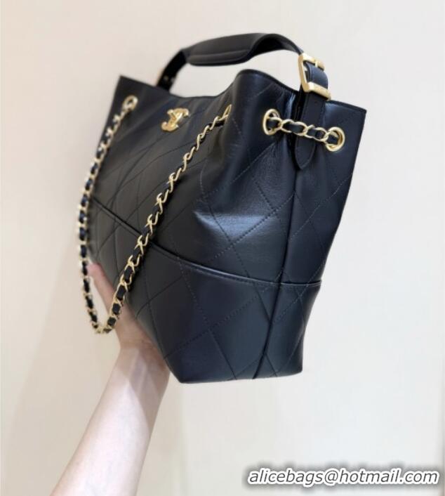 Buy Discount Chanel Small Tote Bag in Original Calfskin AS5634 Black 2025 Top Quality