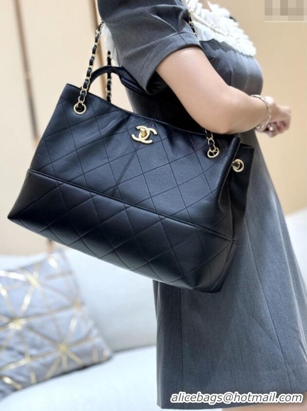 Buy Discount Chanel Small Tote Bag in Original Calfskin AS5634 Black 2025 Top Quality