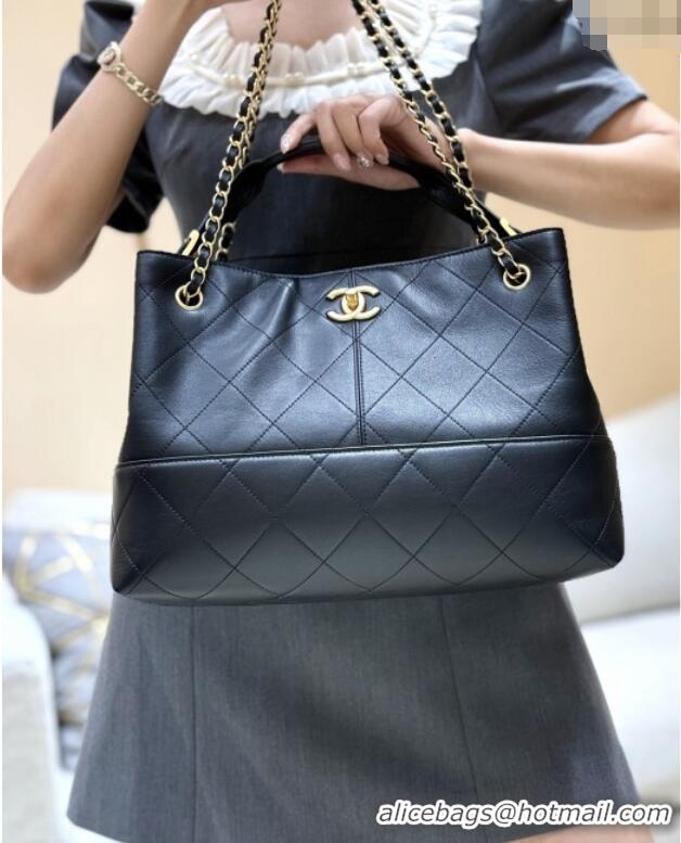 Buy Discount Chanel Small Tote Bag in Original Calfskin AS5634 Black 2025 Top Quality