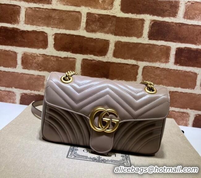 Modern Classic Gucci GG Marmont Matelassé Leather Small Shoulder Bag 443497 Dusty Beige 2024