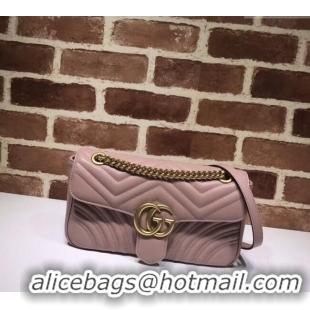 Buy Luxury Gucci GG Marmont Matelasse Leather Small Shoulder Bag 443497 Nude Pink 2024
