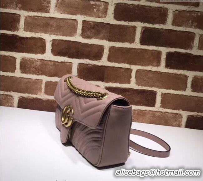 Buy Luxury Gucci GG Marmont Matelasse Leather Small Shoulder Bag 443497 Nude Pink 2024