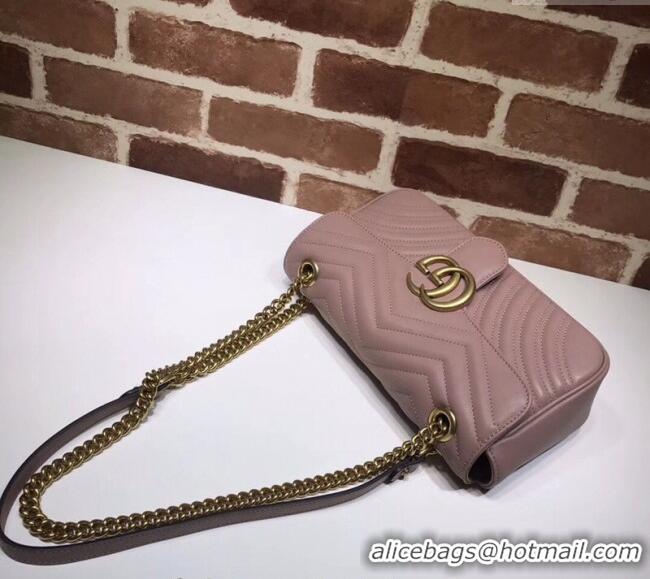 Buy Luxury Gucci GG Marmont Matelasse Leather Small Shoulder Bag 443497 Nude Pink 2024
