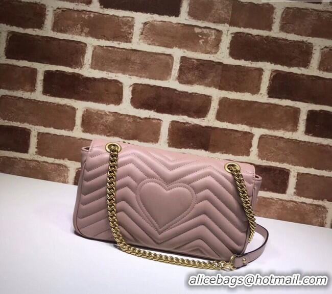 Buy Luxury Gucci GG Marmont Matelasse Leather Small Shoulder Bag 443497 Nude Pink 2024