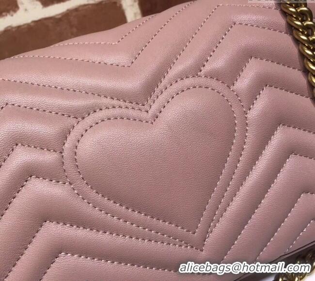 Buy Luxury Gucci GG Marmont Matelasse Leather Small Shoulder Bag 443497 Nude Pink 2024