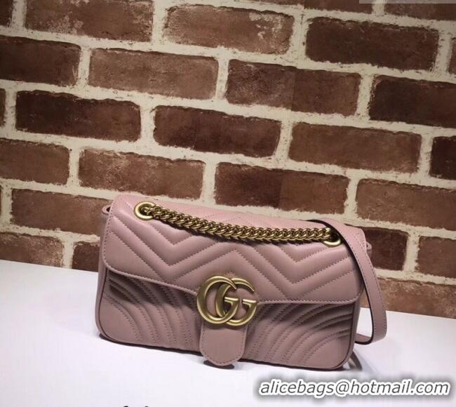 Buy Luxury Gucci GG Marmont Matelasse Leather Small Shoulder Bag 443497 Nude Pink 2024