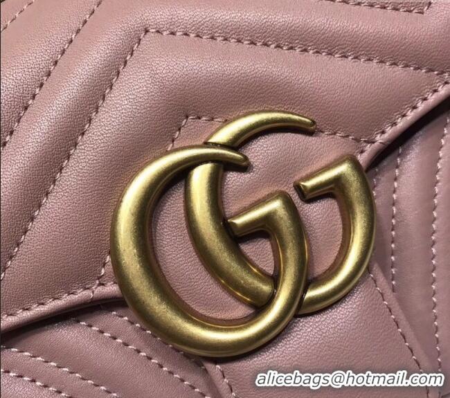 Buy Luxury Gucci GG Marmont Matelasse Leather Small Shoulder Bag 443497 Nude Pink 2024