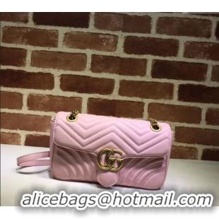 Pretty Style Gucci GG Marmont Matelasse Leather Small Shoulder Bag 443497 Light Pink 2024