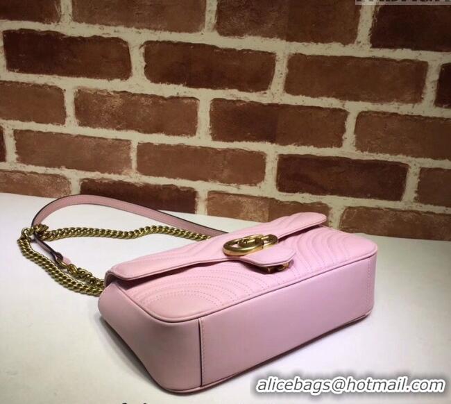 Pretty Style Gucci GG Marmont Matelasse Leather Small Shoulder Bag 443497 Light Pink 2024