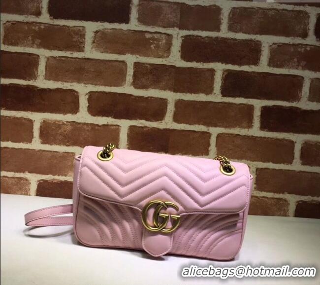 Pretty Style Gucci GG Marmont Matelasse Leather Small Shoulder Bag 443497 Light Pink 2024