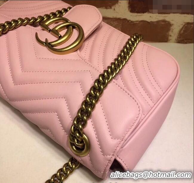 Pretty Style Gucci GG Marmont Matelasse Leather Small Shoulder Bag 443497 Light Pink 2024