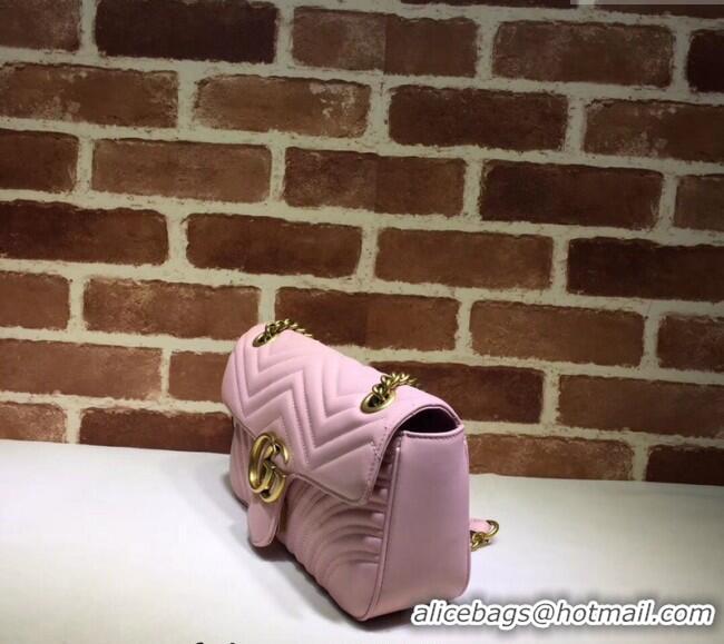 Pretty Style Gucci GG Marmont Matelasse Leather Small Shoulder Bag 443497 Light Pink 2024