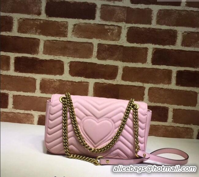 Pretty Style Gucci GG Marmont Matelasse Leather Small Shoulder Bag 443497 Light Pink 2024