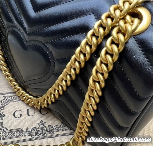Good Taste Gucci GG Marmont Matelasse Leather Small Shoulder Bag 443497 Black 2024