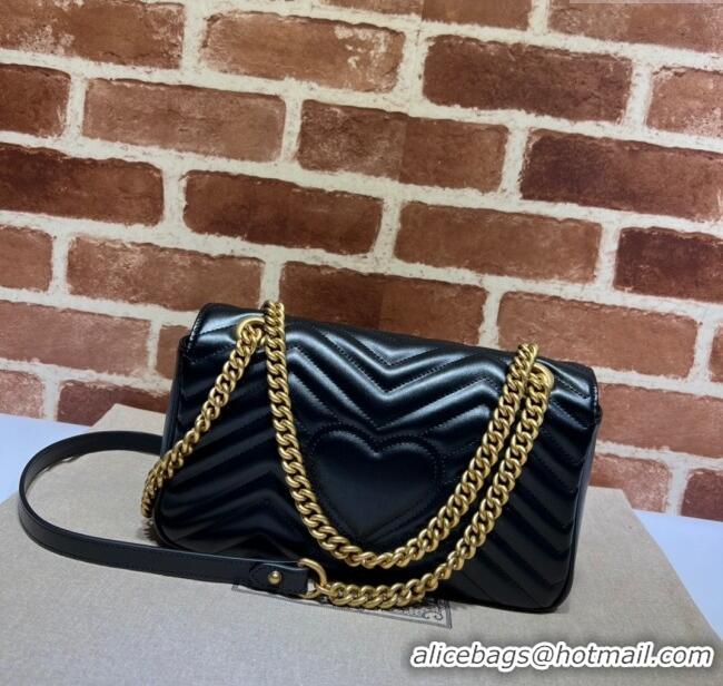 Good Taste Gucci GG Marmont Matelasse Leather Small Shoulder Bag 443497 Black 2024